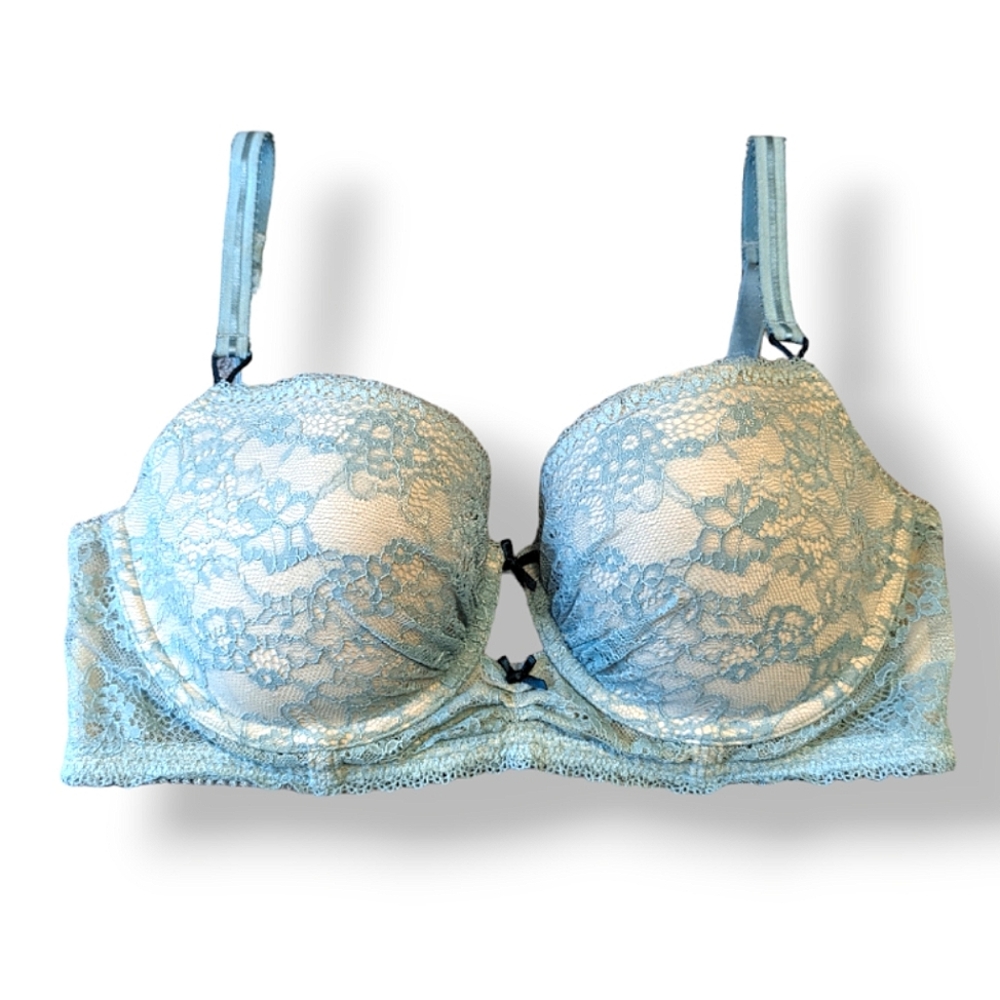 Heidi Klum Intimates turquoise lace underwire bra 34D